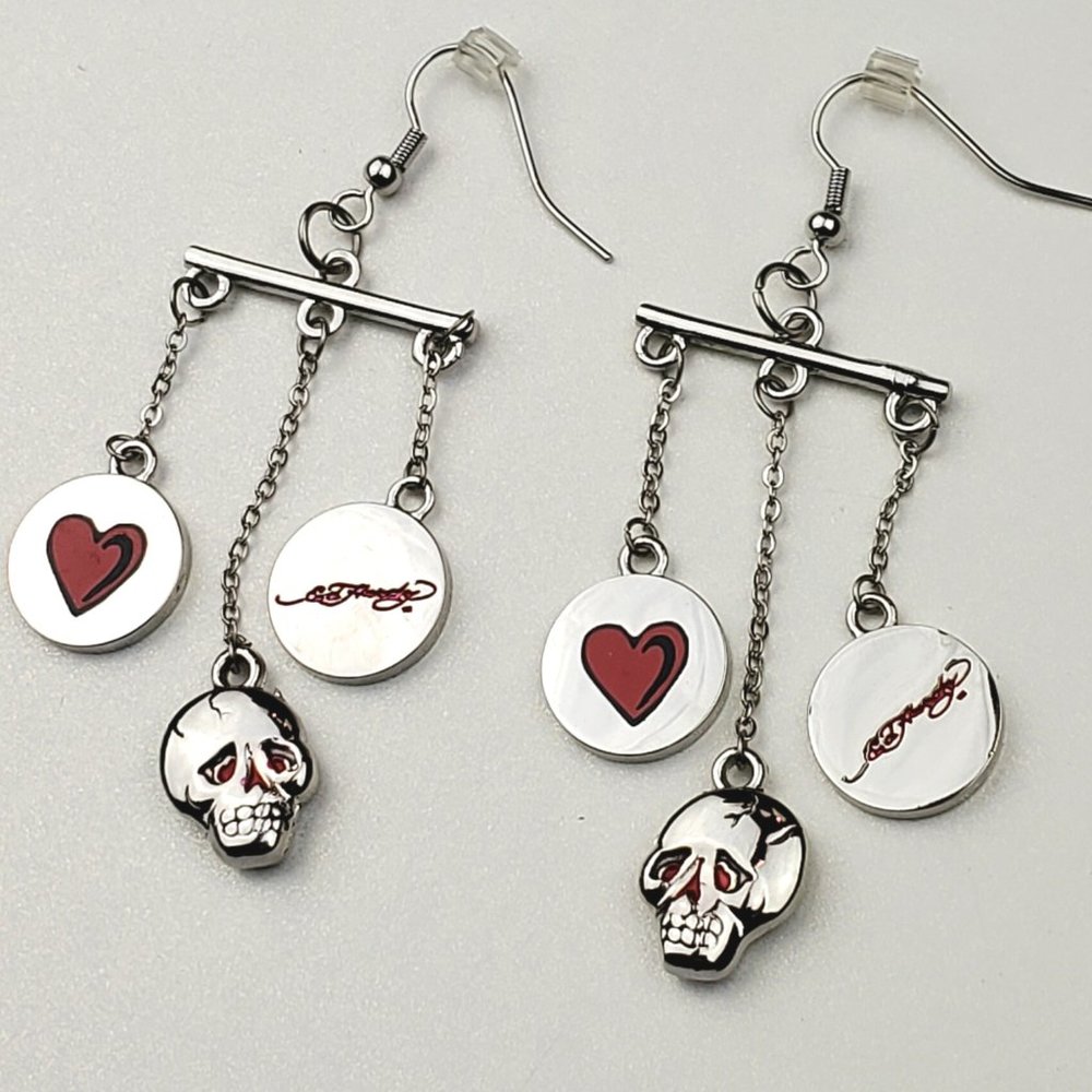 ED HARDY VINTAGE Style Earrings /Charm Earring/ Hard Rock Accessories